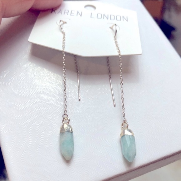 Semi-Precious Stone Sterling Threader Earrings - Picture 2 of 11